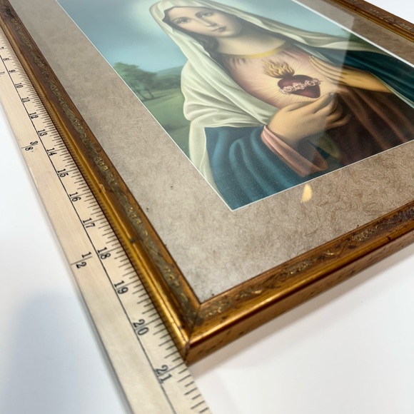 Immaculate Heart of Mary Framed Print/Painting??? 21”x17” Gold Tone Finish Frame - Picture 10 of 16